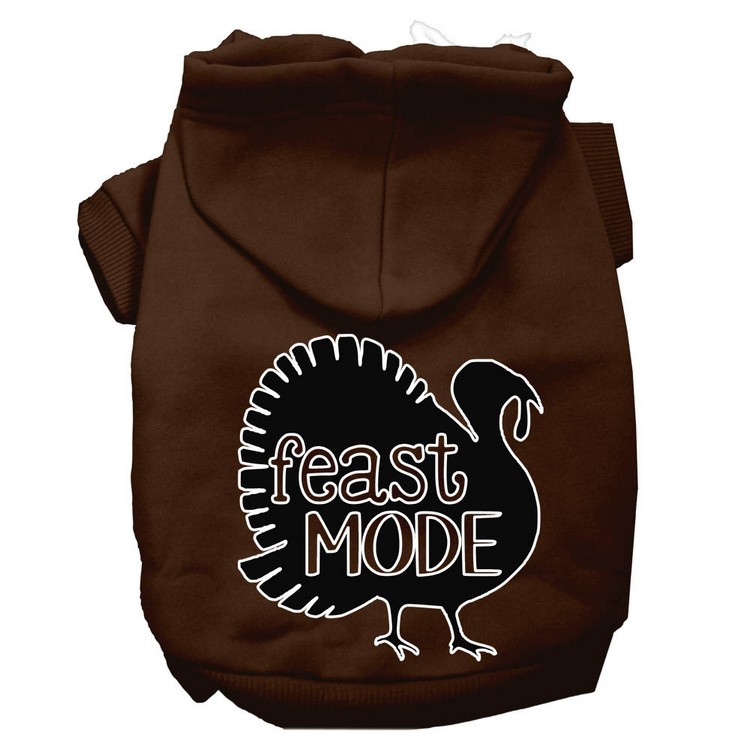 Feast Mode Screen Print Dog Hoodie Brown XS